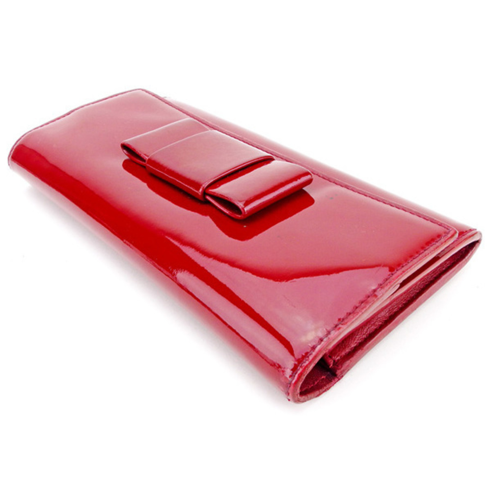 Miu Miu Long Wallet Ribbon Motif Red Enamel - image 4